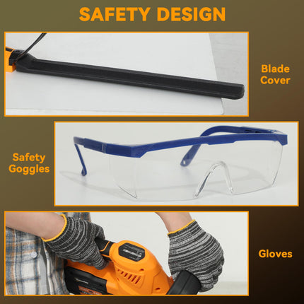 20" Cordless Hedge Trimmer, 18V Electric Hedge Cutter with 51cm Dual Action Blade, 2 x 4000mAh Batteries and Brushless Motor for Garden Branches, Shrubs, Twigs, Orange