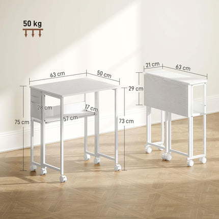 63 cm Drop Leaf Writing Work Desk - White