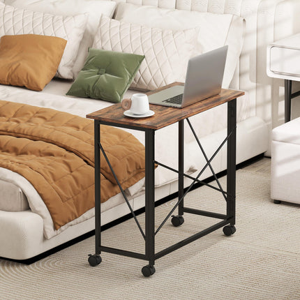 80 cm Folding Desk on Wheels - Rustic Brown