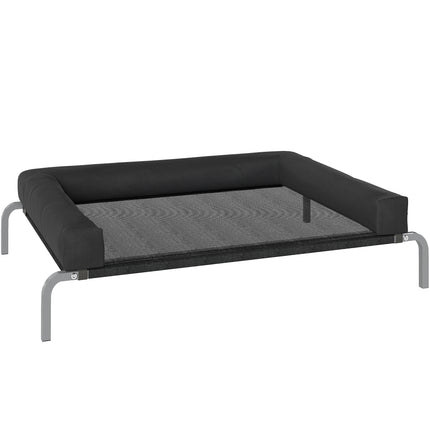 Elevated Dog Bed with Removable Bolsters, Raised Dog Bed for Medium Breeds, Portable Indoor & Outdoor Pet Cots, Black