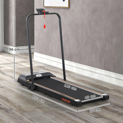 Foldable Walking Treadmill, with LED Display and Wheels, for Home, Office, Fitness Studio, Orange