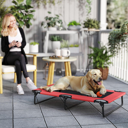 Portable Raised Dog Bed, Elevated Pet Cot with Breathable Mesh for Indoor Outdoo
