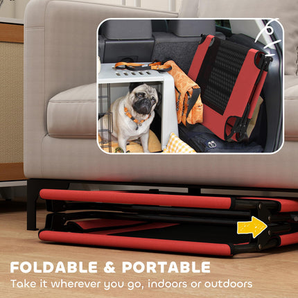 Portable Raised Dog Bed, Elevated Pet Cot with Breathable Mesh for Indoor Outdoo