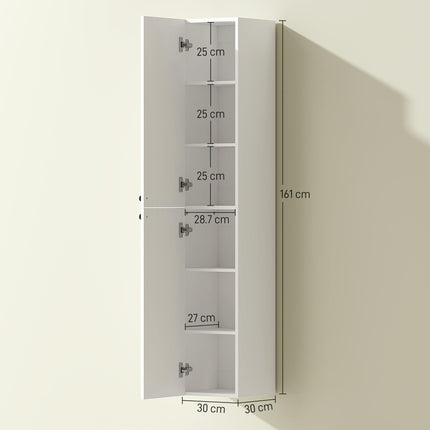 Wall Mounted Tall Bathroom Storage Cabinet with Soft-Close Hinges, Slim Bathroom Cabinet with 2 Doors, White