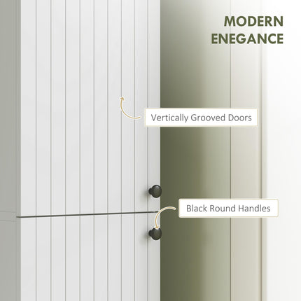 Wall Mounted Tall Bathroom Storage Cabinet with Soft-Close Hinges, Slim Bathroom Cabinet with 2 Doors, White