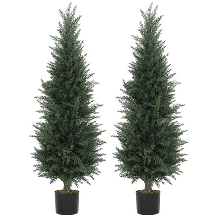 Set of Two Artificial Cypress Trees - Green