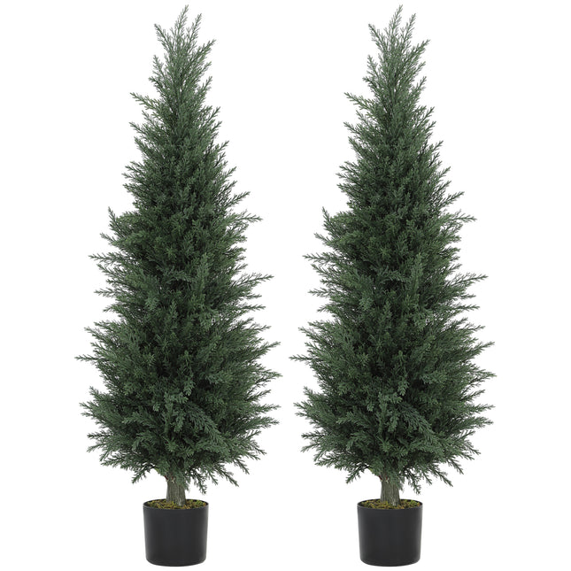 Set of Two Artificial Cypress Trees - Green