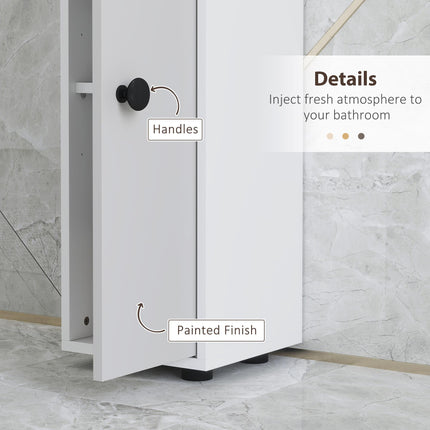 kleankin 180cm Slim Bathroom Cabinet, with Drawer, Shelves and Cupboards - Light Grey