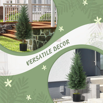 Artificial Cypress Tree, 90 cm Fake Cypress Tree with Plastic Pots, UV-Resistant Faux Plants for Garden Front Porch Decoration, 2 Pack