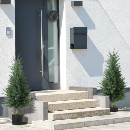 Artificial Cypress Tree, 90 cm Fake Cypress Tree with Plastic Pots, UV-Resistant Faux Plants for Garden Front Porch Decoration, 2 Pack