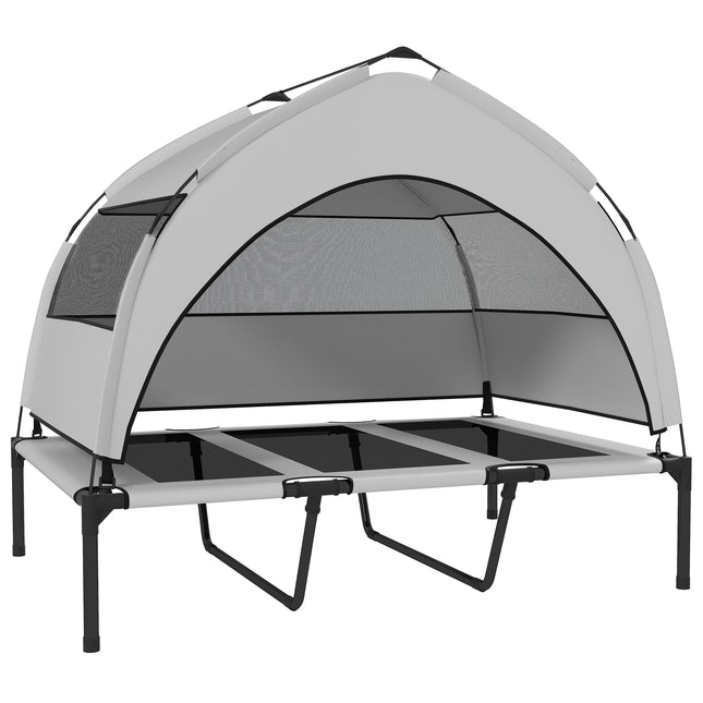 Portable Elevated Dog Bed with Removable Canopy, Cooling Raised Pet Cot for Larg
