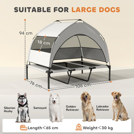 Portable Elevated Dog Bed with Removable Canopy, Cooling Raised Pet Cot for Larg