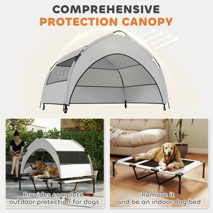 Portable Elevated Dog Bed with Removable Canopy, Cooling Raised Pet Cot for Larg
