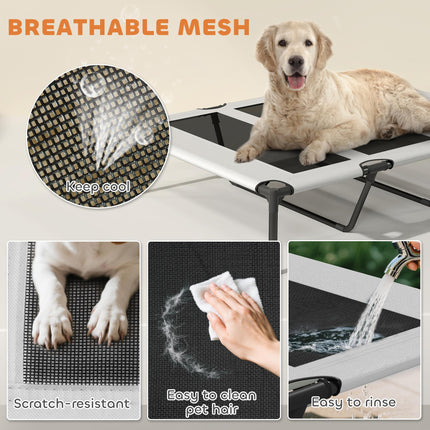 Portable Elevated Dog Bed with Removable Canopy, Cooling Raised Pet Cot for Larg