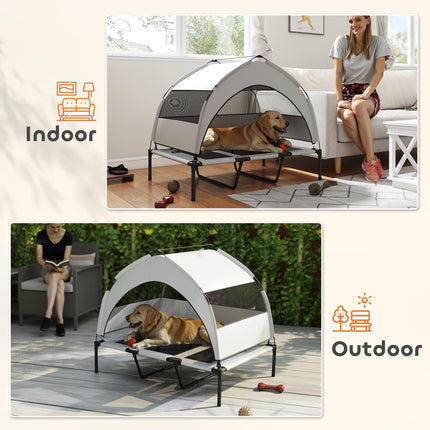 Portable Elevated Dog Bed with Removable Canopy, Cooling Raised Pet Cot for Larg