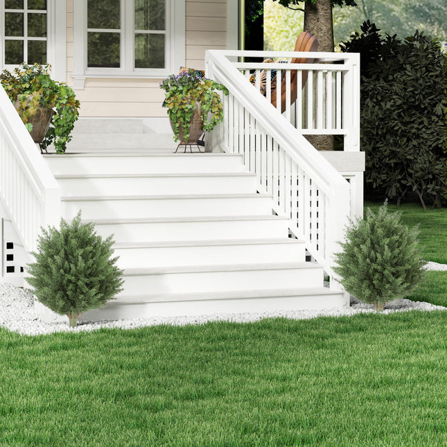 60 cm Artificial Cypress Tree with Ground Stake, Set of 2 Artificial Plants for Indoor & Outdoor, UV Resistant, Green