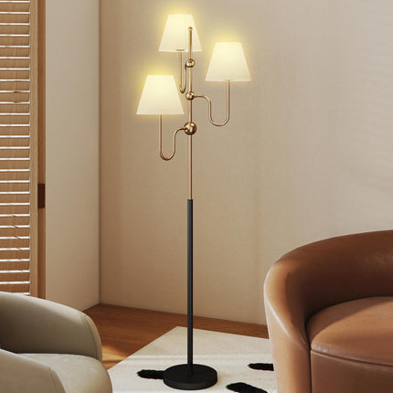 Floor Lamp, 165 cm Tall Standing Lamp with 3 Light and Foot Switch for Living Room, Bedroom, Bedside, Office, E27 Base Without Bulb (40W Max)