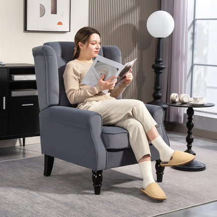 Wingback Accent Chair, Retro Upholstered Button Tufted Occasional Chair for Livi