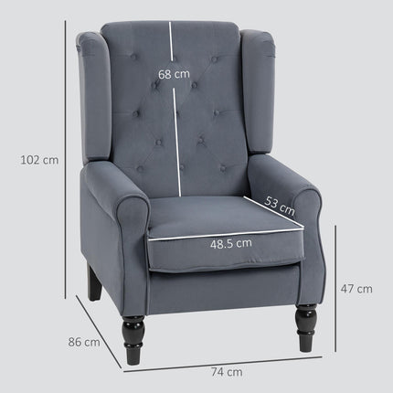 Wingback Accent Chair, Retro Upholstered Button Tufted Occasional Chair for Livi