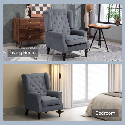 Wingback Accent Chair, Retro Upholstered Button Tufted Occasional Chair for Livi