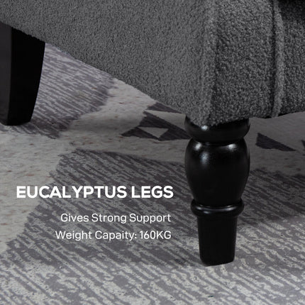 Teddy Fleece Retro Wingback Chair - Grey