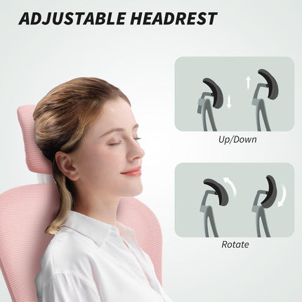 Multi-Adjustable Office Chair, with Lumbar Support, Headrest and Mesh Back - Pin