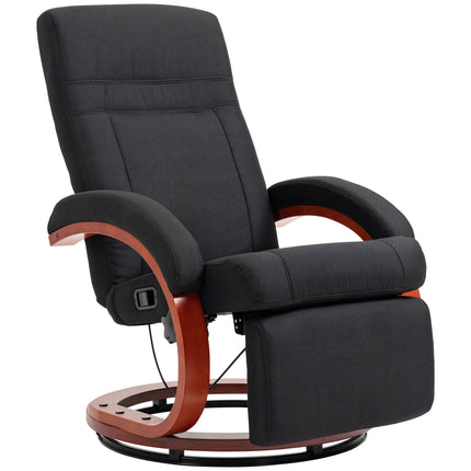 135¬∞ Manual Reclining Swivel Chair, with Footrest - Black
