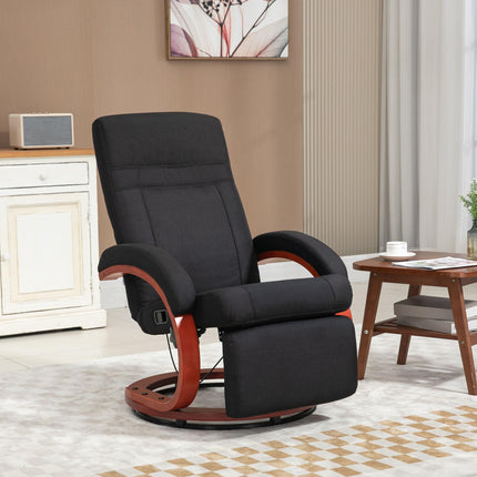 135¬∞ Manual Reclining Swivel Chair, with Footrest - Black