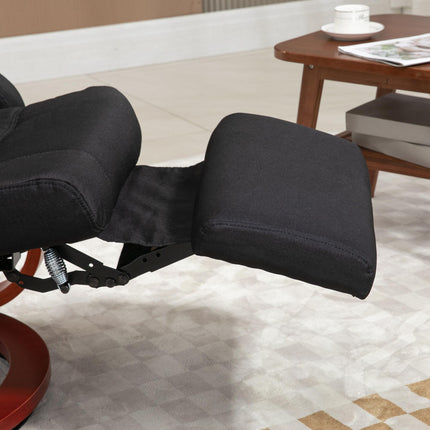 135¬∞ Manual Reclining Swivel Chair, with Footrest - Black