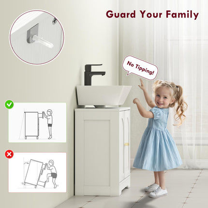Under Sink Bathroom Cabinet with 2 Arch Doors - White