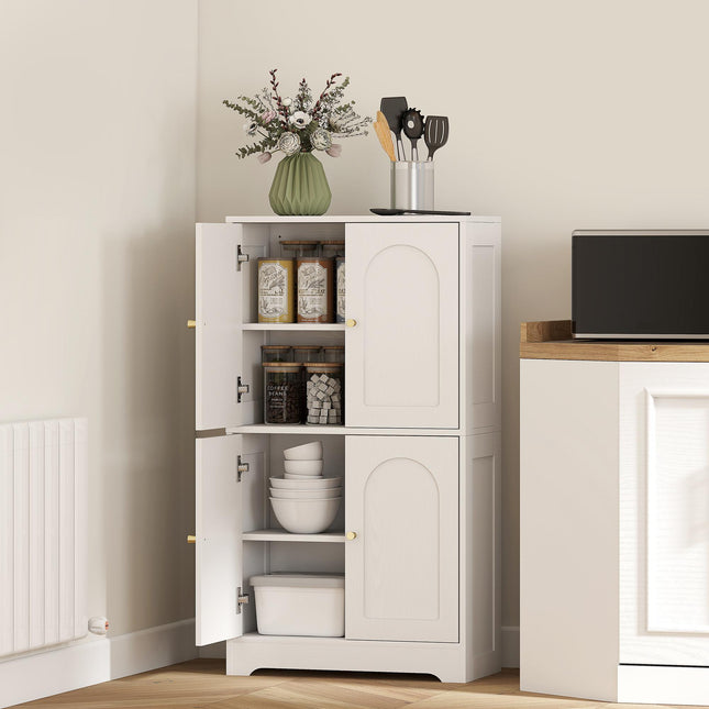 4-Door Kitchen Storage Cabinet with Adjustable Shelves - White