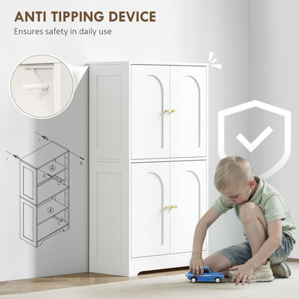 4-Door Kitchen Storage Cabinet with Adjustable Shelves - White