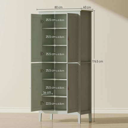 Tall Pantry Cupboard with Motion Sensor LED Light - Green