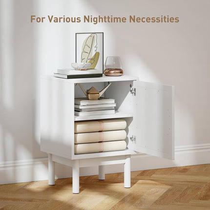 Rattan Bedside Table for Bedroom - White