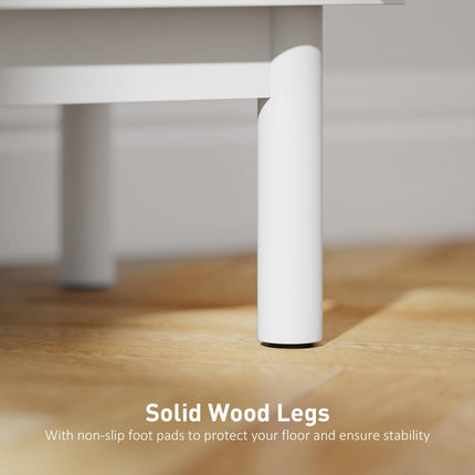 Rattan Bedside Table for Bedroom - White