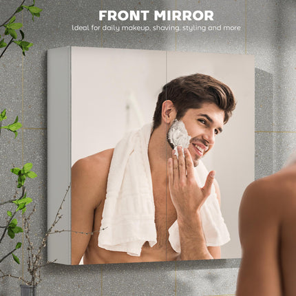 60 x 15 cm Double Door Bathroom Mirror Cabinet - White