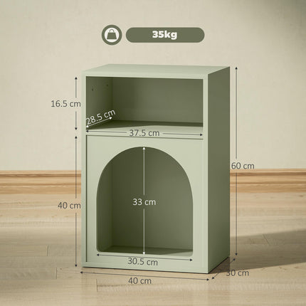 Bedside Table with 2 Open Compartments - Light Green