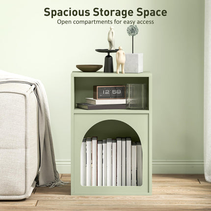 Bedside Table with 2 Open Compartments - Light Green