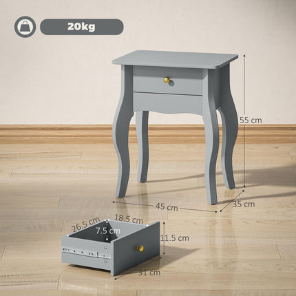 French Style Side Table with Drawer - Grey