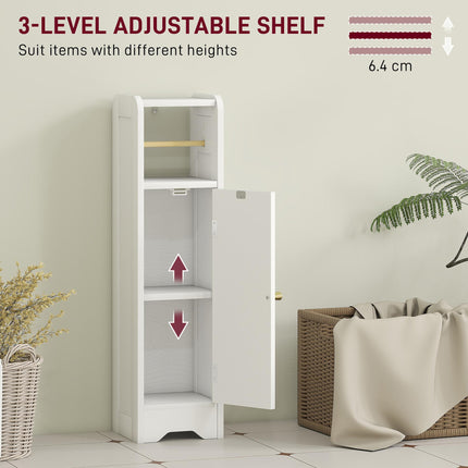 Small Bathroom Storage Cabinet with Toilet Roll Holder - White