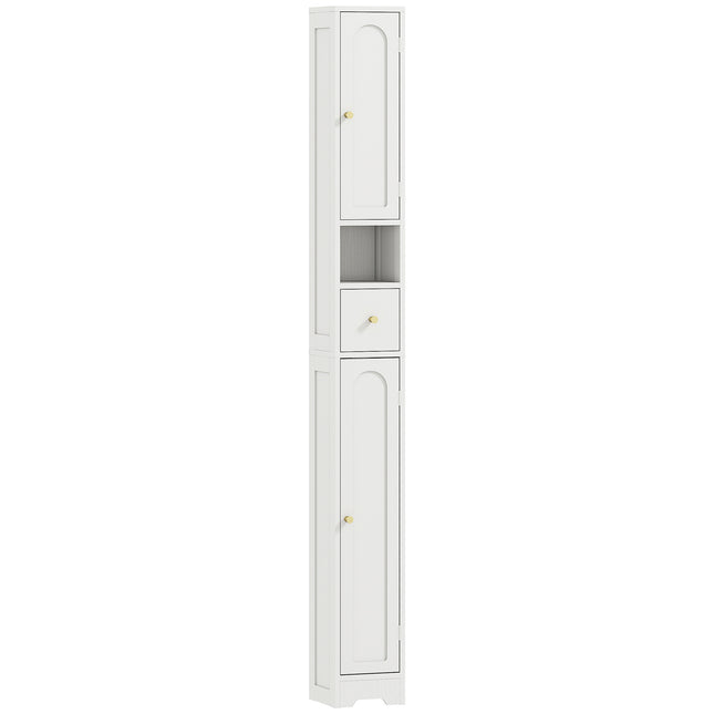 185 cm Tall Bathroom Cabinet with Arched Doors - White