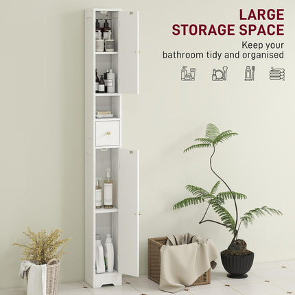 185 cm Tall Bathroom Cabinet with Arched Doors - White