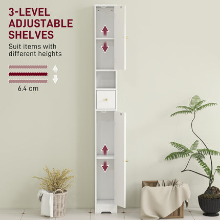 185 cm Tall Bathroom Cabinet with Arched Doors - White