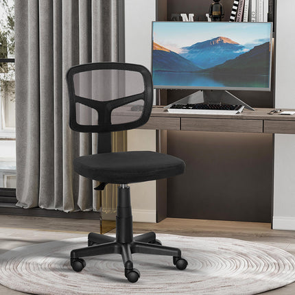 Small Office Chair without Arms, Ergonomic Swivel Mesh Desk Chair with Curved Ba