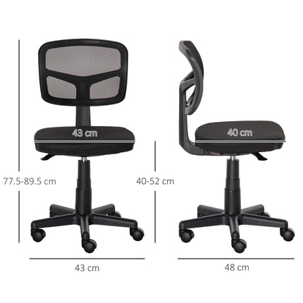 Small Office Chair without Arms, Ergonomic Swivel Mesh Desk Chair with Curved Ba
