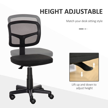 Small Office Chair without Arms, Ergonomic Swivel Mesh Desk Chair with Curved Ba