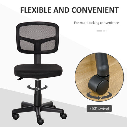 Small Office Chair without Arms, Ergonomic Swivel Mesh Desk Chair with Curved Ba