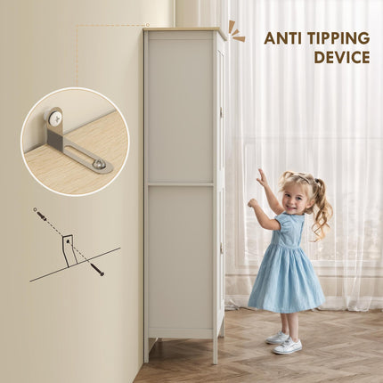 HOMCOM 176.5 cm Tall Pantry Cupboard with Motion Sensor LED Light - White