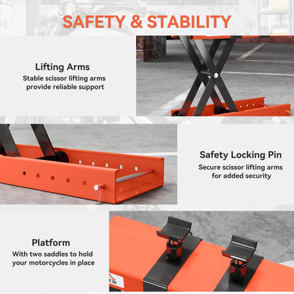 500 kg Motorcycle Scissor Lift Jack, Heavy Duty Steel Adjustable Motorbike Lifti