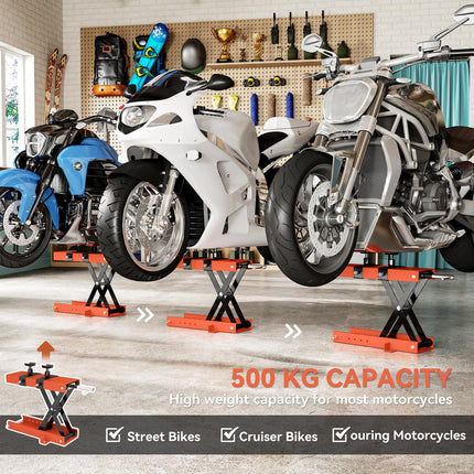 500 kg Motorcycle Scissor Lift Jack, Heavy Duty Steel Adjustable Motorbike Lifti